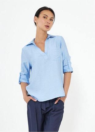 Небесно блакитна сорочка primark 100% бавовна блуза блузка рубашка m подовжена туніка оверсайз як нова