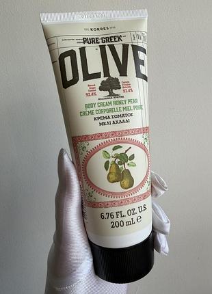 Korres pure greek olive body cream honey pear — крем для тіла з оливою та ароматом медової груші, 200 мл