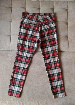 Демисезонные брюки чиносы h&m в красную клетку шотландку размер 10/ m2 фото