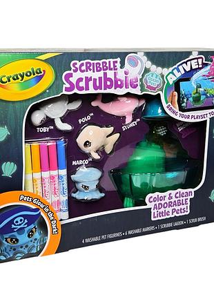 Набір для творчості крайола лагуна морські тварини з ванною, crayola scribble scrubbie glow lagoon pets! (74-7507)