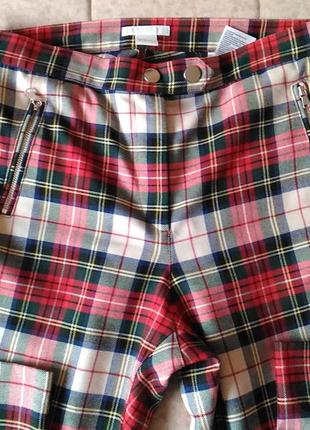 Демисезонные брюки чиносы h&m в красную клетку шотландку размер 10/ m8 фото