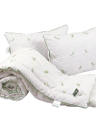 Набор одеяло с подушками руно - bamboo style всесезонное белое евро 200x220+2 шт-50x70 см 350 г/м2 (22108)