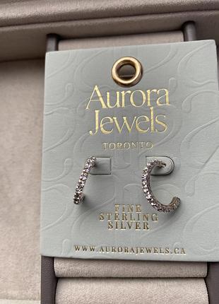 Нові срібні сережки aurora jewels 925