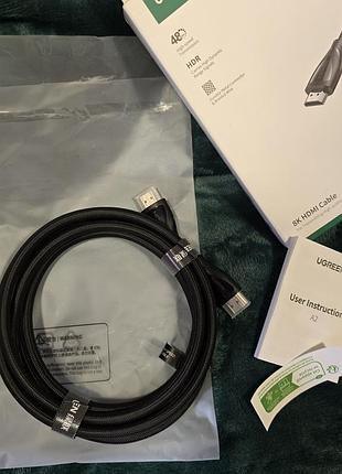 Кабель видео ugreen hdmi 2.1 8k 3d 48gbps hdr 2м black (hd140)