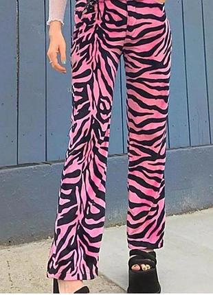 Брюки, рожевий колір 
принт зебра