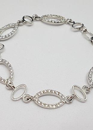 Серебряный браслет с фианитами. 905-00325 17 18