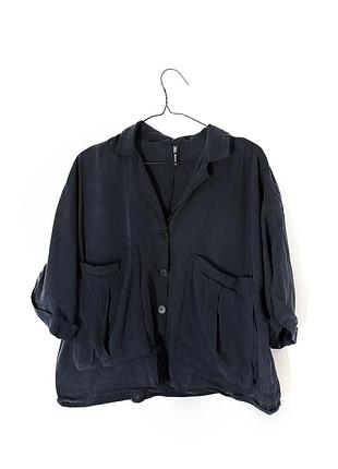 Чорна вибілена сорочка оверсайз з кишенями zara