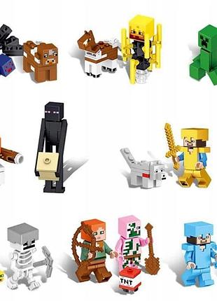 Набір конструктор фігурки чоловічки з вихованцями майнкрафт minecraft 16 фігурок