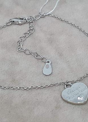 Серебряный браслет сердечко. 550066б