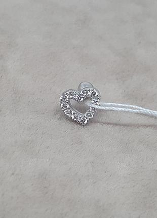 Серебряная серьга для пирсинга хеликса с фианитами. 40104шт