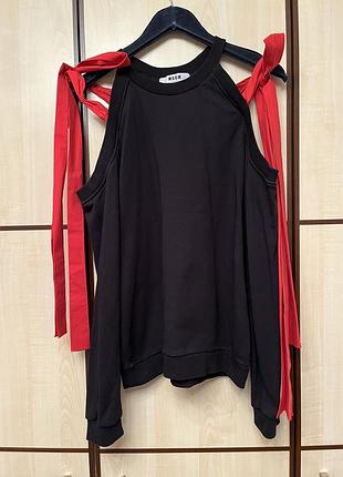 Худи  свитшот  черный с бантами завязками msgm