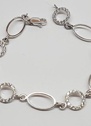 Серебряный браслет с фианитами. 905-00324 18 19