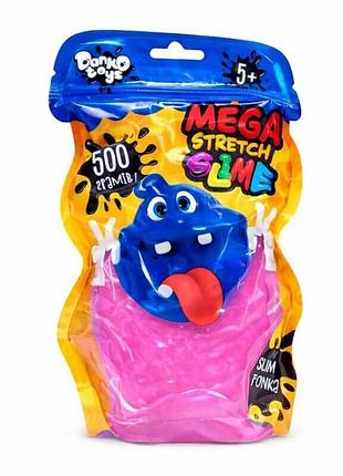 Слайм антистрес danko toys mega stretch slime 500 г рожевий — великий тягучий slime для зняття стресу, арт. slm-12-02u