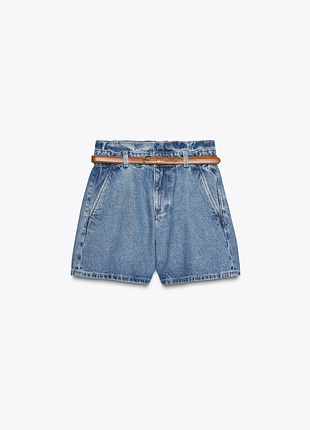 Стильные джинсовые шорты бермуды z1975 с пояском 8228/028/427 zara