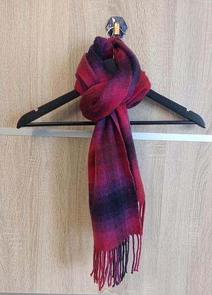 Кашеміровий шарф barbour x johnstons of elgin cashmere scarf/з кашеміру/тартан/в клітку/фіолетовий/червоний/кашемір/
