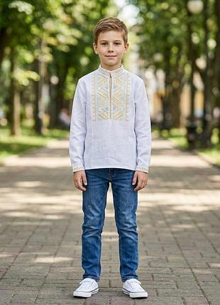 Дитяча вишита сорочка "патріотичний візерунок" dn-0010