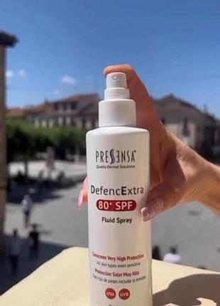 Pressensa defencextra 80+ spf fluid sprey солнцезащитный спрей невидимка с высоким уровнем защиты 200мл