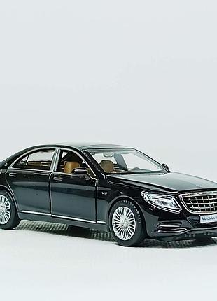 Машинка mercedes s600 1:32 автопром — інерційна, світло/звук, чорна модель, арт. 68401