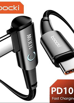 Кабель шнур провід 2 метри type-c (usb-c) type-c pd 100w toocki чорного кольору 90% г- подібний