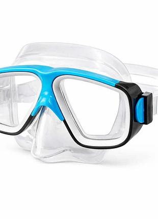 Маска для плавання intex surf rider 55975-2 — дитяча чорно-синя, anti-fog, uv-захист, 8–14 років