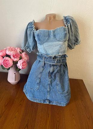 Висока джинсова спідниця denim co