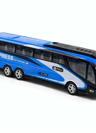 Радіокерований туристичний автобус city bus 36 см на пульті 2.4ghz — rc автобус із підсвіткою фар, акумулятор 3.7v, синій