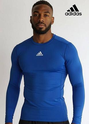 Оригинальный мужской рашгард adidas размер м синий спортивный свитшот адидас термо компресионный лонгслив термуха mma компенионная кофта спортивная