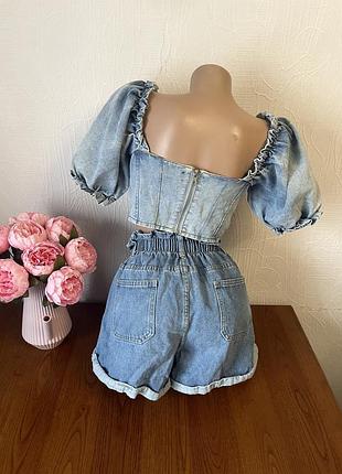 Вимокі джинсові шорти shein 2