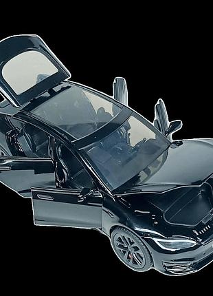 Машинка автопром "tesla модель s с зарядной станцией" черная, 1:24 (18 см) ap7713-4