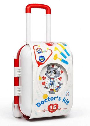 Ігровий набір лікаря для дітей technok toys — валіза на колесах з медичними інструментами, 15 предметів, арт. 4753