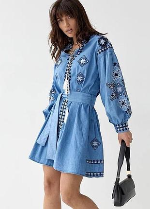 Сукня вишита з натуральної тканини, розмір s,m,l