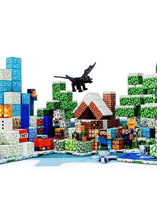 Магнітний конструктор minecraft magnet world 383 деталі — ігровий набір з фігурками, арт. t9920