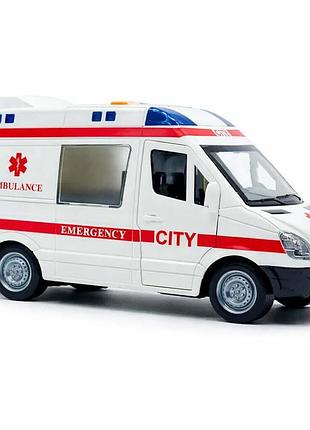 Игрушечная машинка скорая помощь rescue 21 см, инерционная, музыкальная, с открывающимися дверцами wy590e