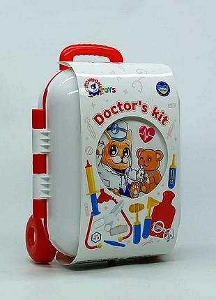 Ігровий набір technok toys "маленький лікар" із халатом, у валізі на колесах 4319