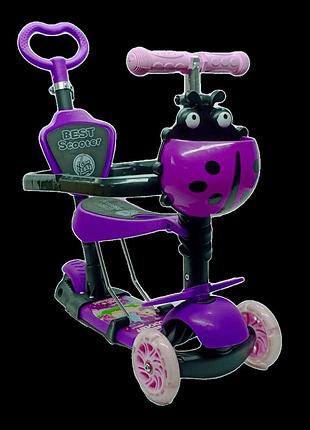 Самокат детский best scooter "my magical unicorn" фиолетвый, с защитой и родительской ручкой 58008