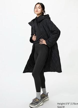 Пальто uniqlo чорне pufftech relaxed long coat