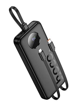 Power bank hoco j132 10000 mah с быстрой зарядкой, дисплеем и встроенными кабелями black