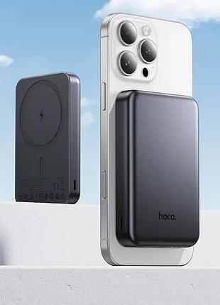 Magsafe повербанк 5000mah hoco j160 type-c. магнитный, с беспроводной зарядкой