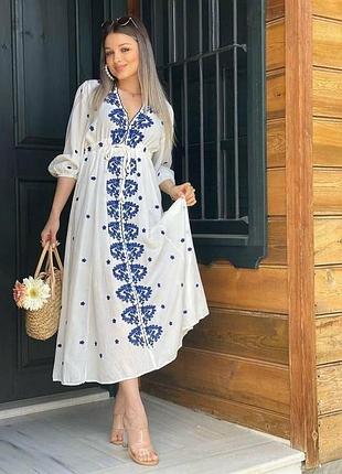 Легка вишита сукня з поясом розмір s,m,l м