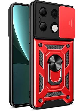 Чохол fiji camera defence для xiaomi redmi note 13 бампер із захистом камери та підставкою red