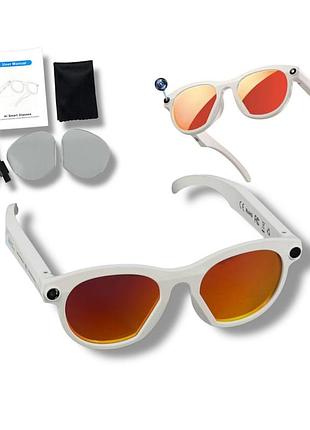 Смарт окуляри з відеозніманням hd і фото smart ai glasses з додатковими лінзами білий