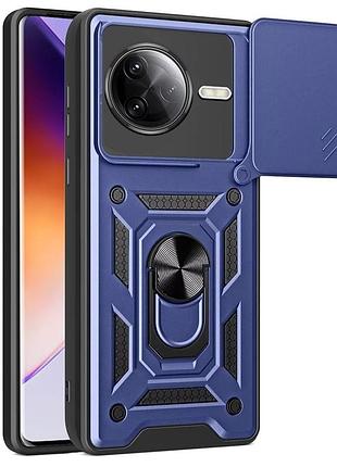 Чехол fiji camera defence для poco f7 pro бампер с защитой камеры и подставкой dark blue