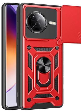 Чехол fiji camera defence для poco f7 pro бампер с защитой камеры и подставкой red