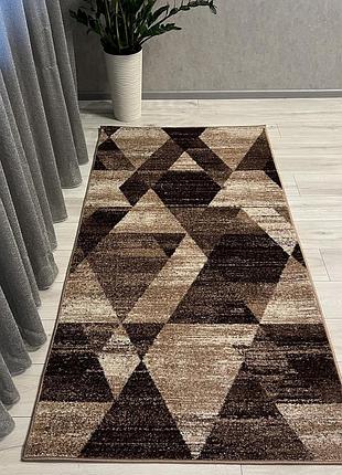 Ковер 0.8 х 1.5 м бежево-коричневый с коротким ворсом espresso beige / vizon 01182a