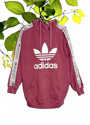 Женское худи adidas originals бордовое / толстовка адидас с лампасами и капюшоном
