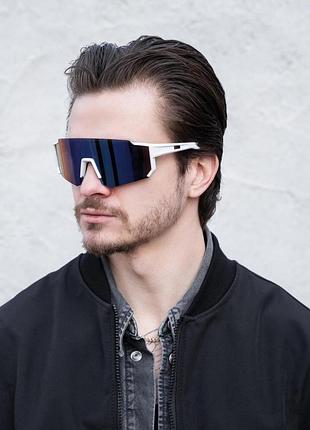 Чоловічі стильні сонцезахисні поляризаційні окуляри without visor white&purple