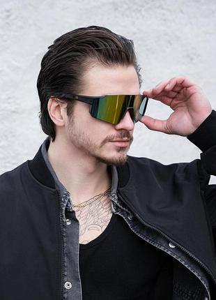 Чоловічі стильні сонцезахисні поляризаційні окуляри without visor black&yellow