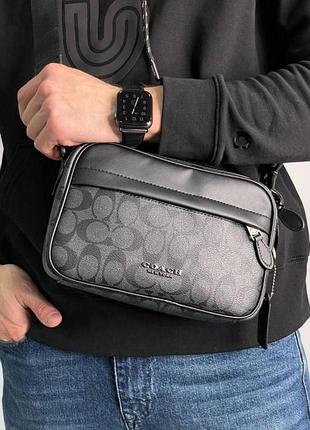 Чоловіча сумка coach graham crossbody через плече шкіряна коач