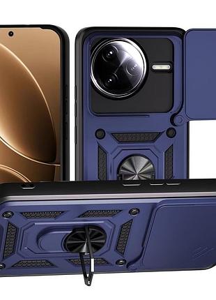 Чехол fiji camera defence для poco f7 ultra бампер с защитой камеры и подставкой dark blue