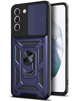 Чехол fiji camera defence для samsung galaxy s22 plus (s906) бампер с защитой камеры и подставкой dark blue